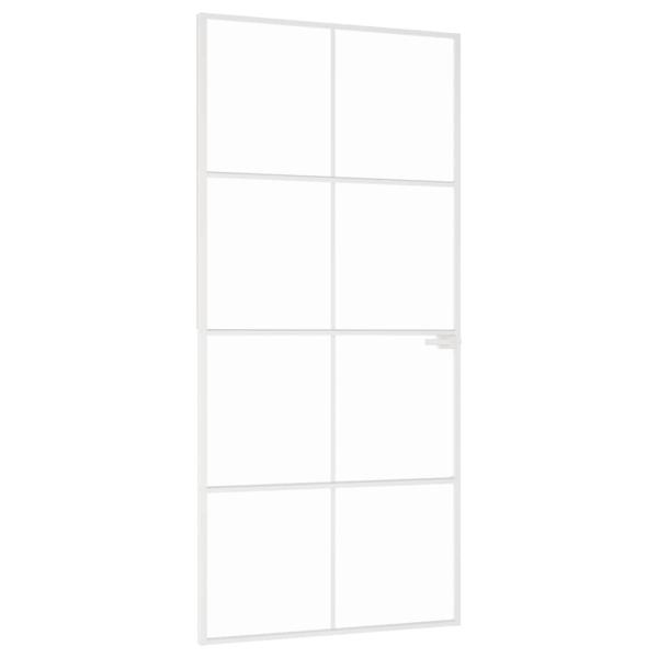Innentür Weiß 93x201,5 cm Hartglas & Aluminium Schlank