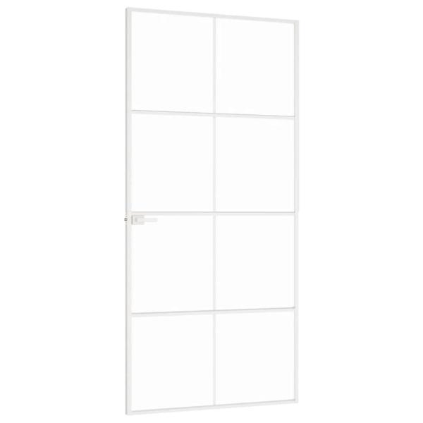 Innentür Weiß 93x201,5 cm Hartglas & Aluminium Schlank