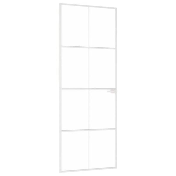 Innentür Weiß 76x201,5 cm Hartglas & Aluminium Schlank