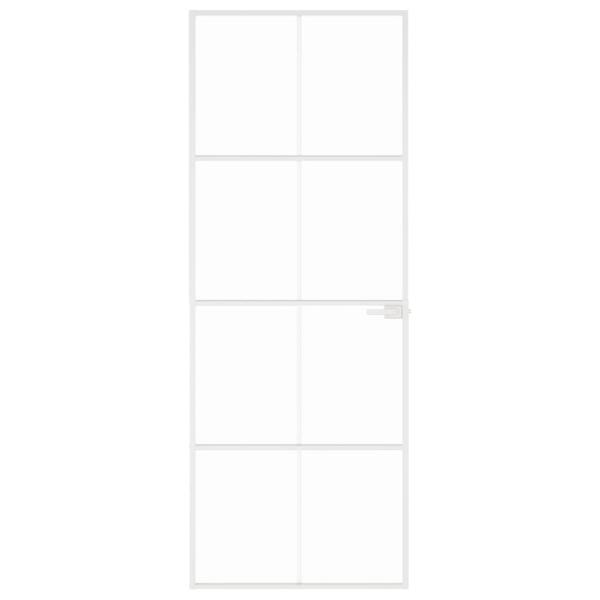 Innentür Weiß 76x201,5 cm Hartglas & Aluminium Schlank