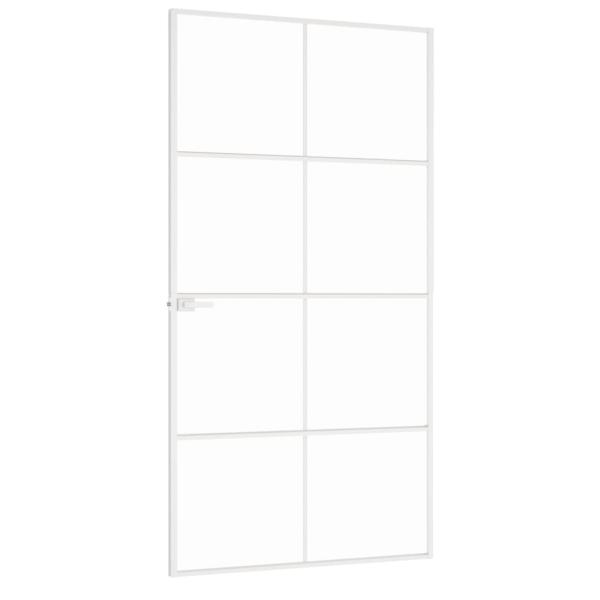 Innentür Weiß 102x201,5 cm Hartglas & Aluminium Schlank