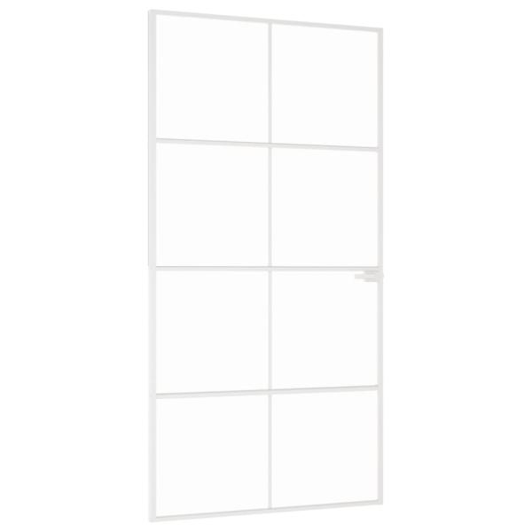 Innentür Weiß 102x201,5 cm Hartglas & Aluminium Schlank