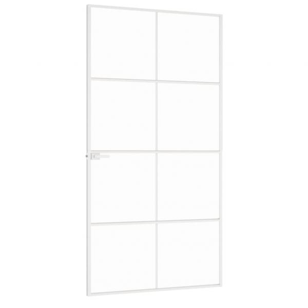 Innentür Weiß 102x201,5 cm Hartglas & Aluminium Schlank
