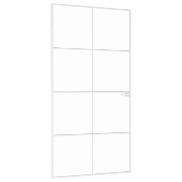Innentür Weiß 102x201,5 cm Hartglas & Aluminium Schlank