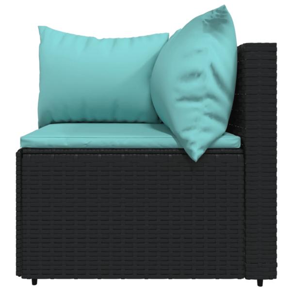 ARDEBO.de - 3-tlg. Garten-Lounge-Set mit Kissen Schwarz Poly Rattan