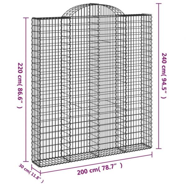 Gabione mit Hochbogen 200x30x220/240 cm Verzinktes Eisen