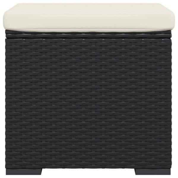 Hocker mit Kissen Schwarz 40x30x40 cm Poly Rattan
