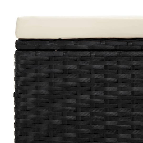 Hocker mit Kissen Schwarz 40x30x40 cm Poly Rattan