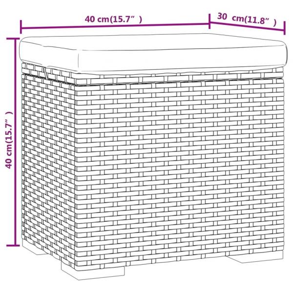 Hocker mit Kissen Schwarz 40x30x40 cm Poly Rattan