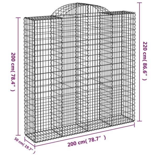 Gabione mit Hochbogen 200x50x200/220 cm Verzinktes Eisen