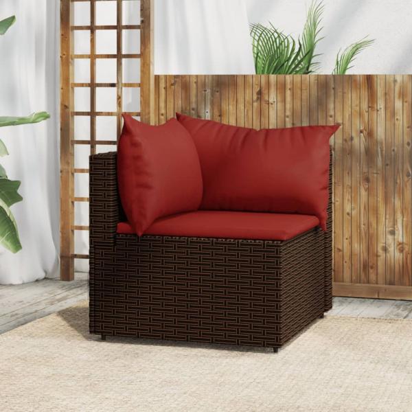 ARDEBO.de - Garten-Ecksofa mit Kissen Braun Poly Rattan