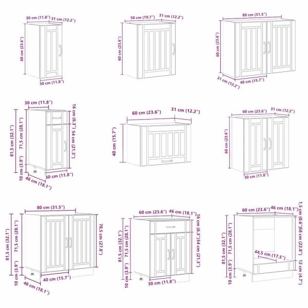 14-tlg. Küchenschrank-Set Lucca Sonoma-Eiche Holzwerkstoff