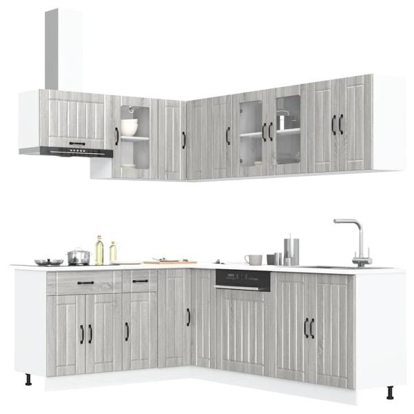ARDEBO.de - 11-tlg. Küchenschrank-Set Lucca Grau Sonoma Holzwerkstoff
