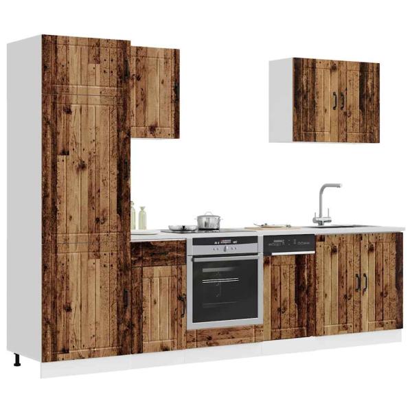 7-tlg. K?chenschrank-Set Lucca Altholz-Optik Holzwerkstoff