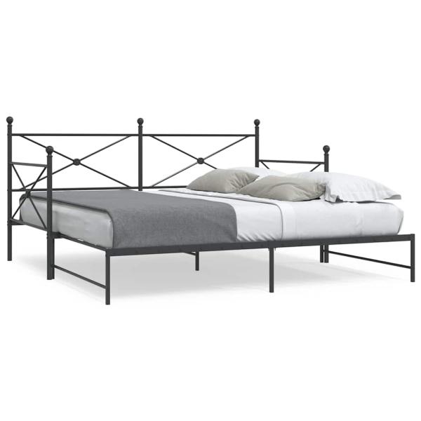 ARDEBO.de - Tagesbett Ausziehbar ohne Matratze Schwarz 107x203 cm Stahl