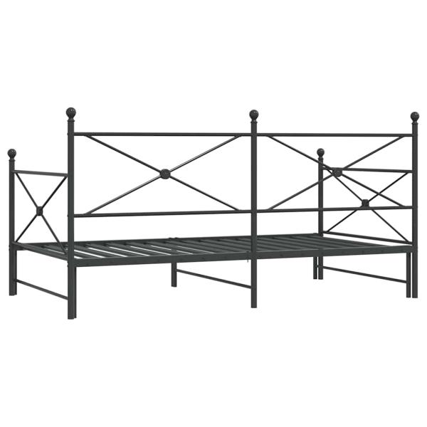 Tagesbett Ausziehbar ohne Matratze Schwarz 107x203 cm Stahl