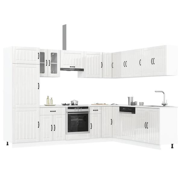 ARDEBO.de - 14-tlg. Küchenschrank-Set Lucca Hochglanz-Weiß Holzwerkstoff