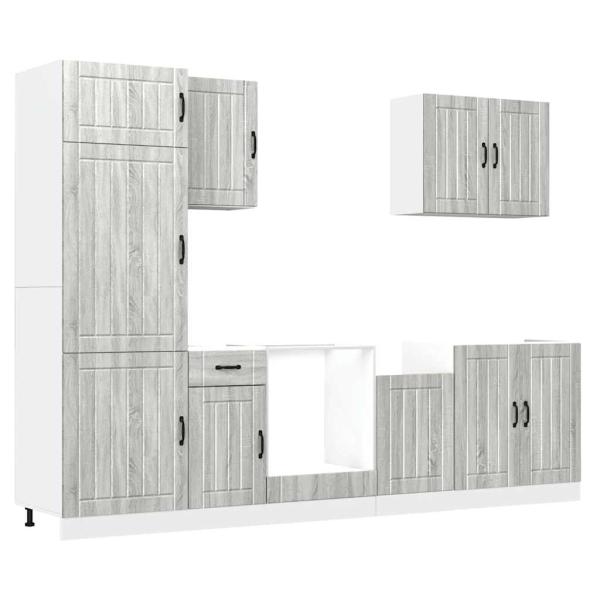 ARDEBO.de - 7-tlg. Küchenschrank-Set Kalmar Grau Sonoma Holzwerkstoff