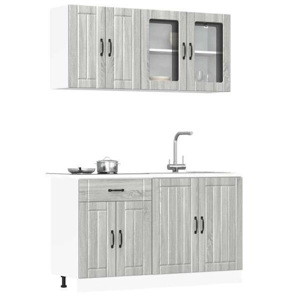 ARDEBO.de - 4-tlg. Küchenschrank-Set Kalmar Grau Sonoma Holzwerkstoff