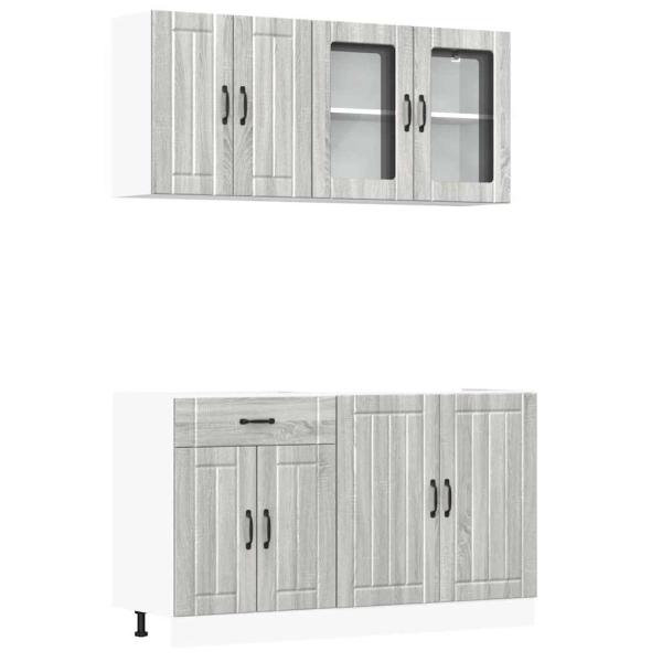4-tlg. Küchenschrank-Set Kalmar Grau Sonoma Holzwerkstoff