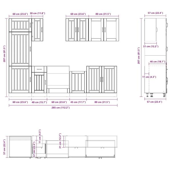 8-tlg. Küchenschrank-Set Kalmar Räuchereiche Holzwerkstoff