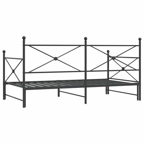 Tagesbett Ausziehbar ohne Matratze Schwarz 100x190 cm Stahl