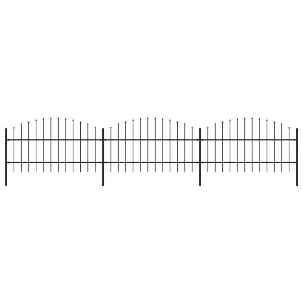 ARDEBO.de - Gartenzaun mit Speerspitzen Stahl (0,75 - 1) x 5,1 m Schwarz