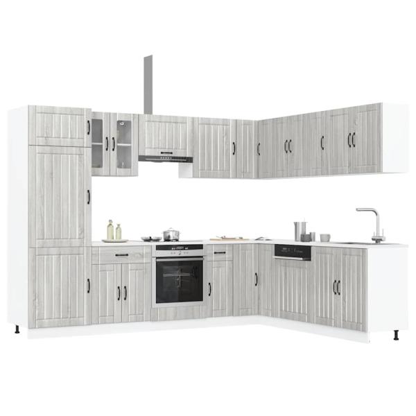 ARDEBO.de - 14-tlg. Küchenschrank-Set Lucca Grau Sonoma Holzwerkstoff