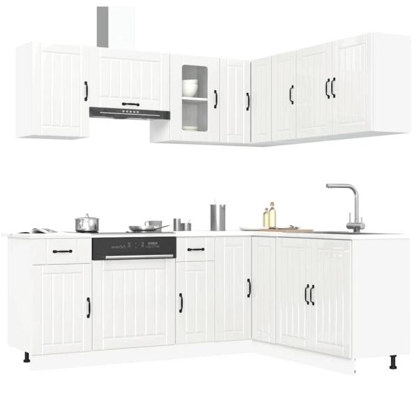 ARDEBO.de - 11-tlg. Küchenschrank-Set Lucca Hochglanz-Weiß Holzwerkstoff