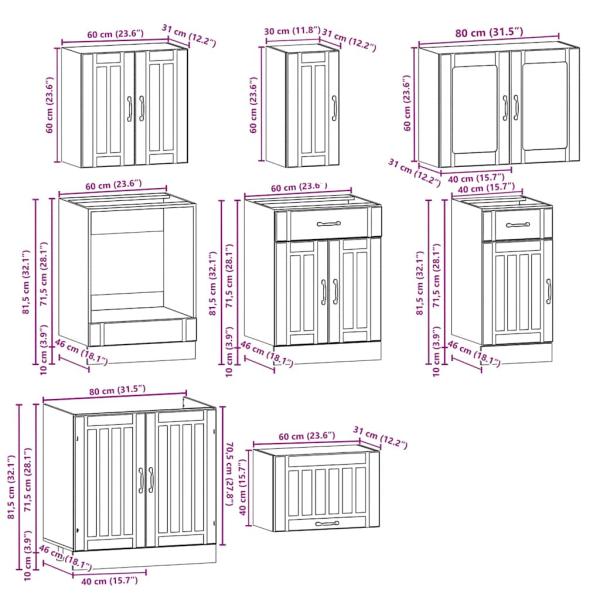 8-tlg. Küchenschrank-Set Kalmar Artisan-Eiche Holzwerkstoff