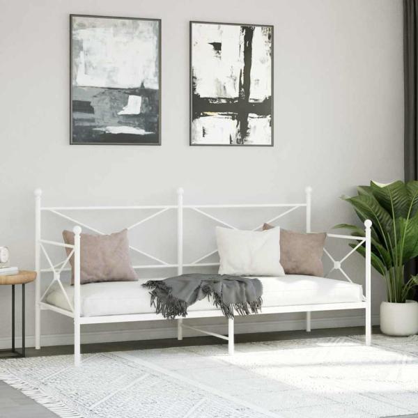 Tagesbett ohne Matratze Weiß 75x190 cm Stahl