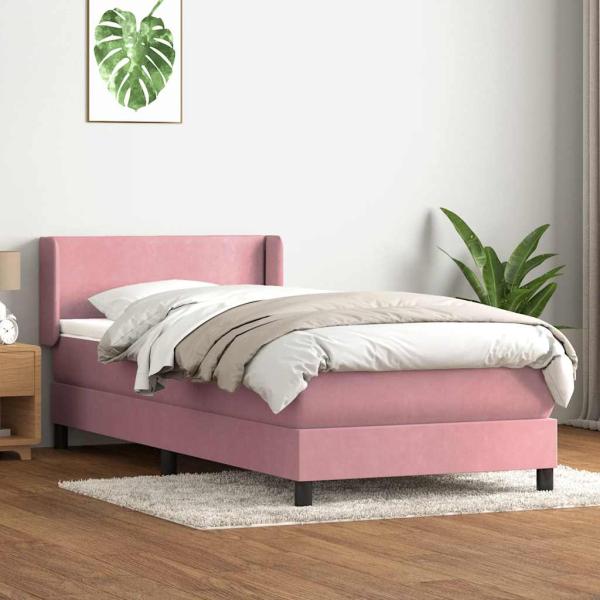 ARDEBO.de - Boxspringbett mit Matratze Rosa 90x220 cm Samt