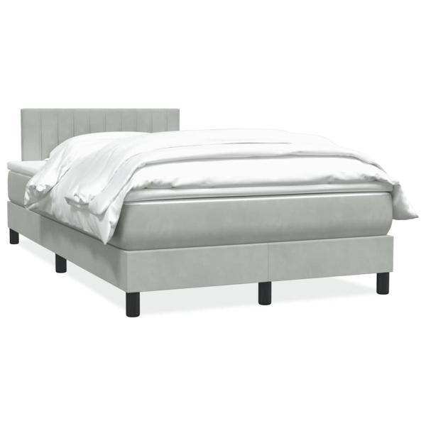 ARDEBO.de - Boxspringbett mit Matratze Hellgrau 120x210 cm Samt