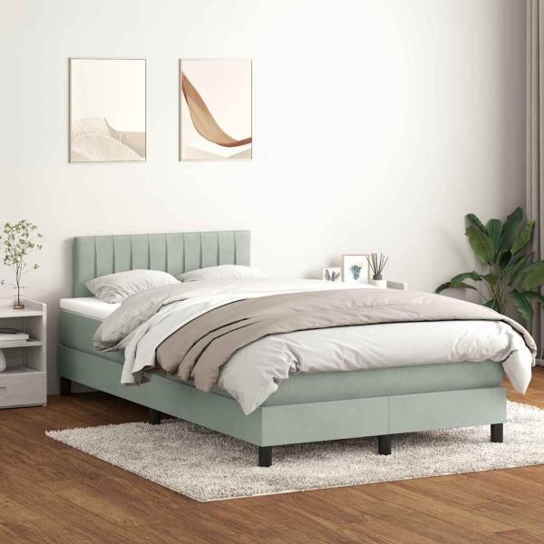 Boxspringbett mit Matratze Hellgrau 120x210 cm Samt
