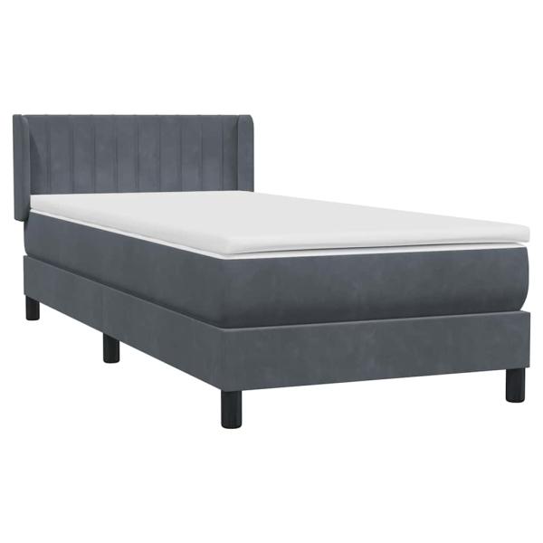 Boxspringbett mit Matratze Dunkelgrau 90x220 cm Samt