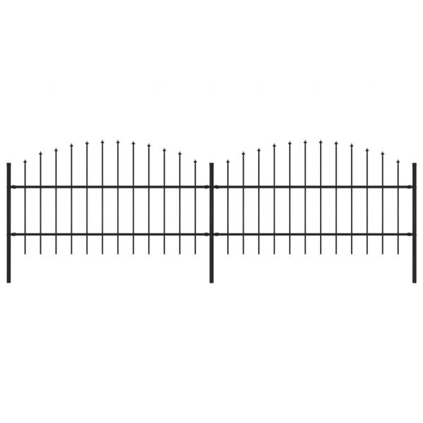 ARDEBO.de - Gartenzaun mit Speerspitzen Stahl (0,75 - 1) x 3,4 m Schwarz