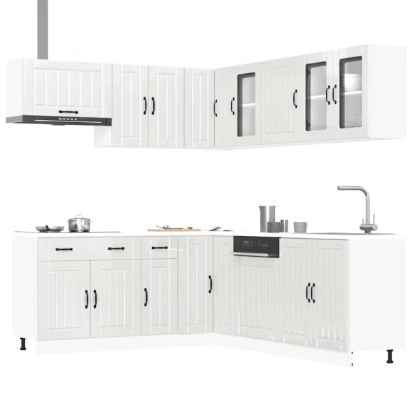 ARDEBO.de - 11-tlg. Küchenschrank-Set Lucca Hochglanz-Weiß Holzwerkstoff