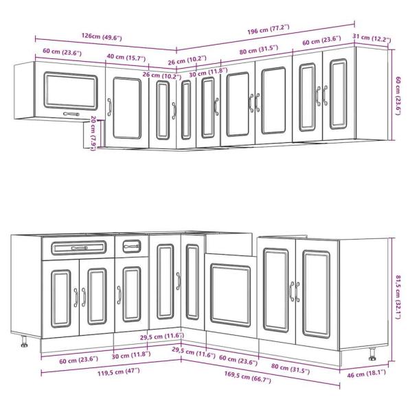 11tlg. Küchenschrank-Set Lucca Braun Eichen-Optik Holzwerkstoff