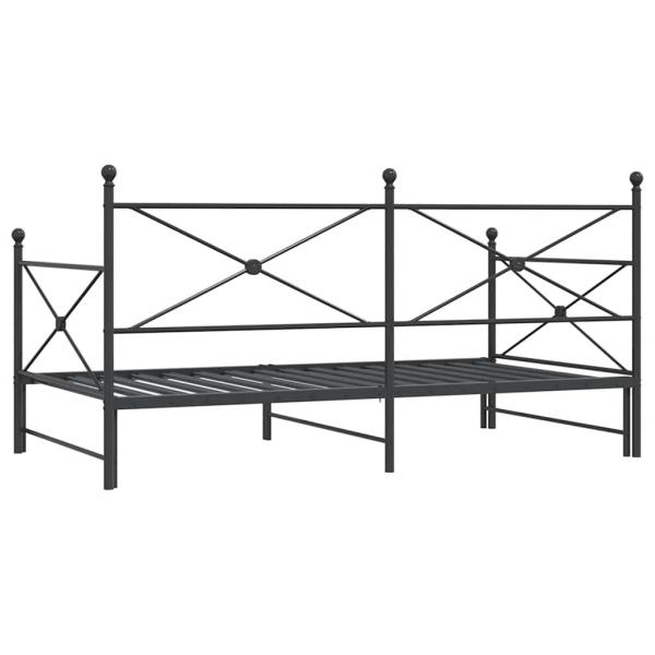 Tagesbett Ausziehbar ohne Matratze Schwarz 100x200 cm Stahl