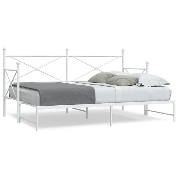 ARDEBO.de - Tagesbett Ausziehbar ohne Matratze Weiß 90x200 cm Stahl
