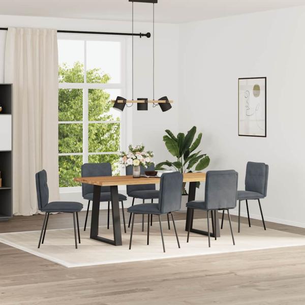 ARDEBO.de - Esszimmerstühle 6 Stk. Dunkelgrau Samt