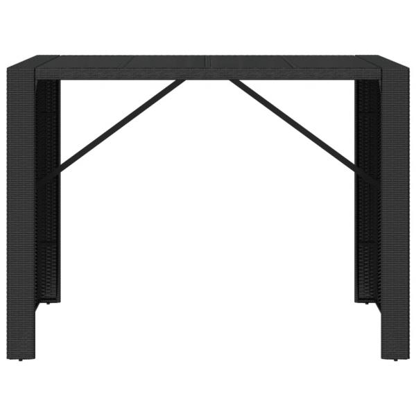 Bartisch mit Glasplatte Schwarz 145x80x110 cm Poly Rattan