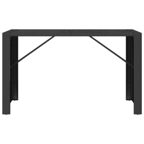 Bartisch mit Glasplatte Schwarz 185x80x110 cm Poly Rattan