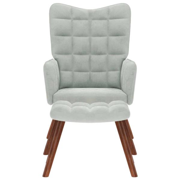 Relaxsessel mit Hocker Hellgrau Samt