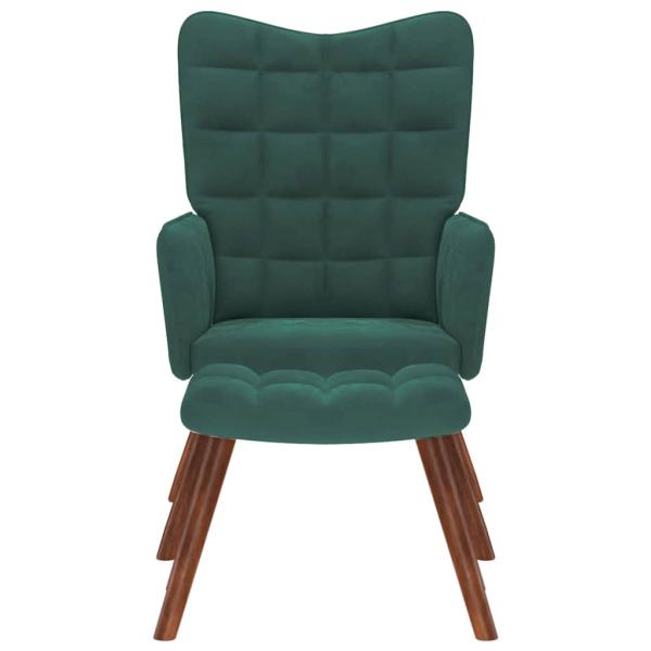 Relaxsessel mit Hocker Dunkelgrün Samt