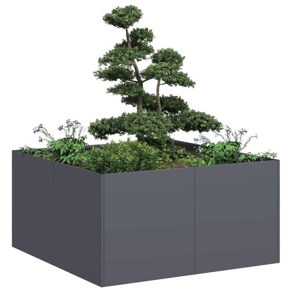 ARDEBO.de - Pflanzkübel Anthrazit 80x80x40 cm Kaltgewalzter Stahl