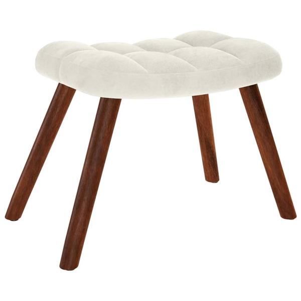 Schaukelstuhl mit Hocker Creme Samt