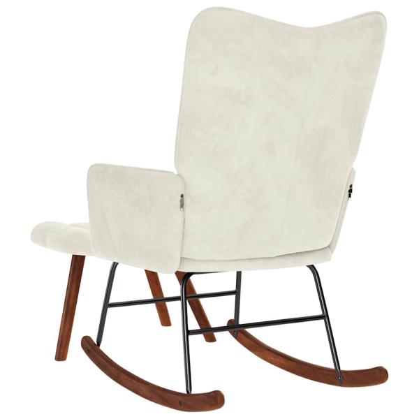 Schaukelstuhl mit Hocker Creme Samt
