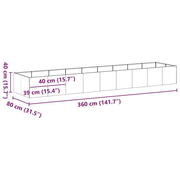 Pflanzkübel 360x80x40 cm Edelstahl