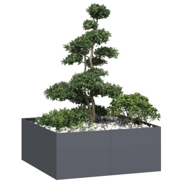 ARDEBO.de - Pflanzgefäß Anthrazit 100x100x40 cm Stahl
